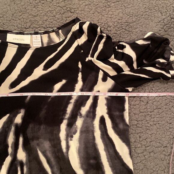 Chico’s Animal Print Dress Size Medium Black & White - Picture 7 of 9